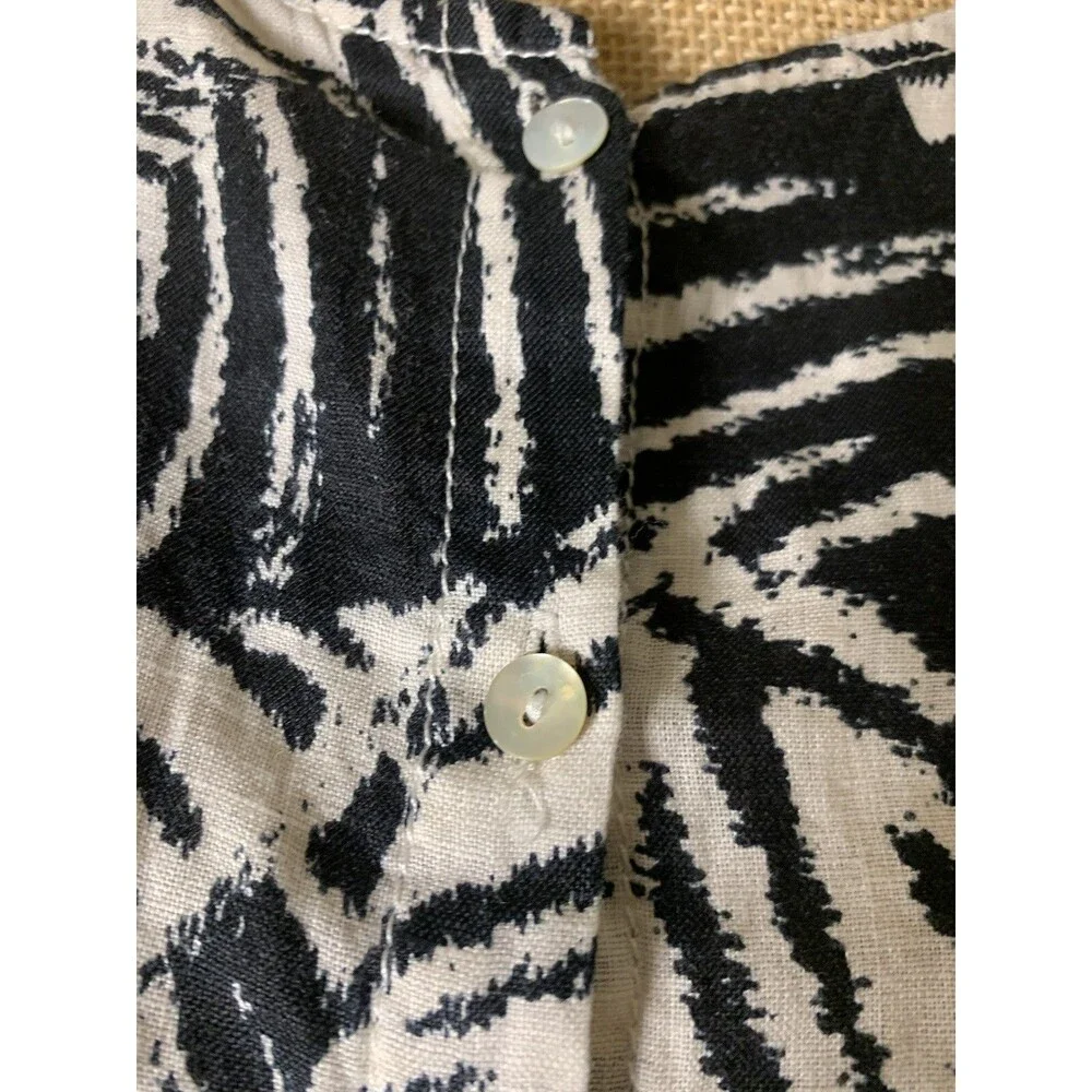 Cynthia Rowley Women Top Shirt Tunic Black 1X Button 100% Linen - Picture 3 of 9